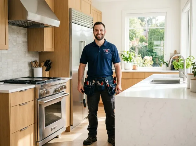 Appliance Repair Hero technician in a Belmont, MI kitchen after an appliance repair